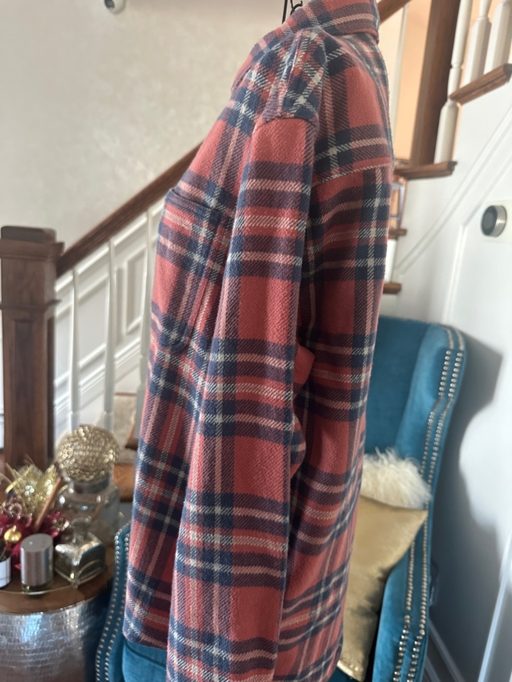 American Eagle Outfitters Pink and Blue Plaid Button-Up Shirt - Picture 3 of 9